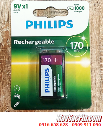 Philips 9VB1A17/97; Pin sạc 9v Philips 9VB1A17/97 6HR61-170mAh chính hãng (Loại vỉ 1viên)